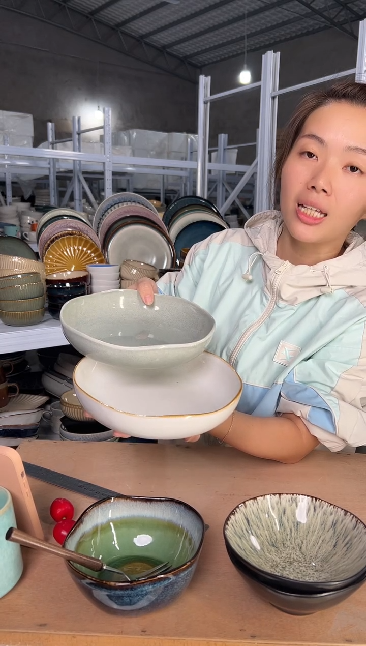 陶瓷外贸尾货瑕疵满20包邮X2深盘组合