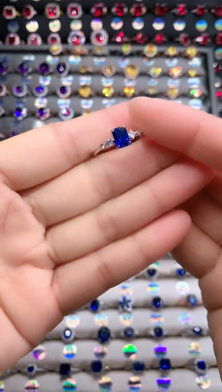 【闪购商品】蓝宝石戒指银S925镶嵌银色