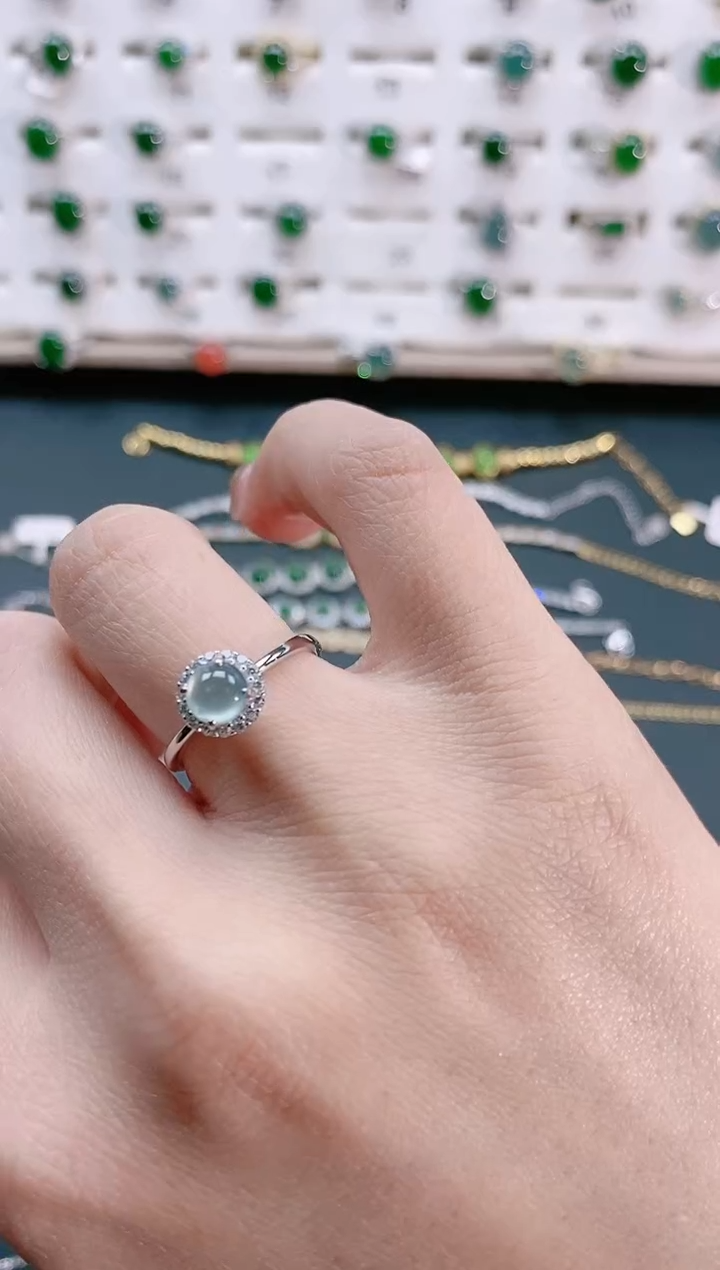 【闪购商品】翡翠戒指银S925镶嵌天然翡翠