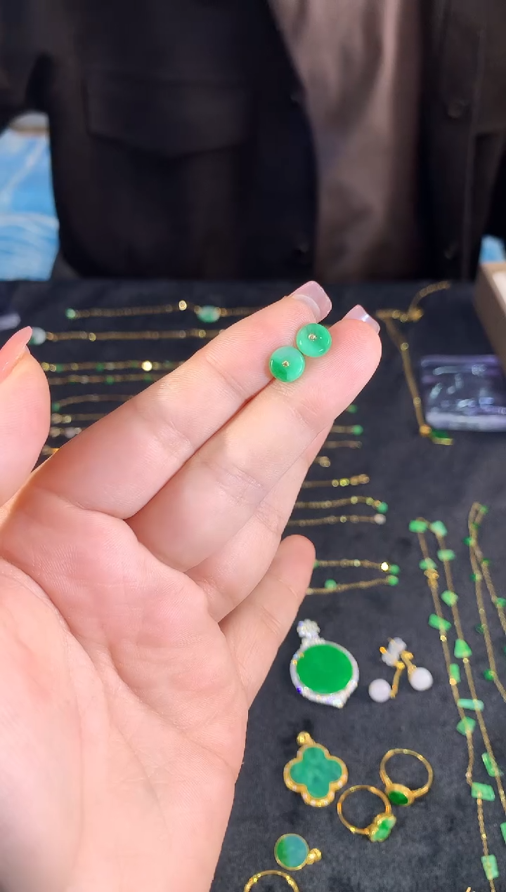 【闪购商品】翡翠耳饰18K金镶嵌365 zjh