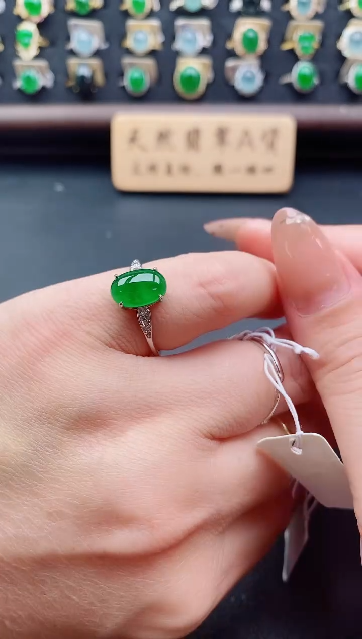银S925镶嵌戒指翡翠1