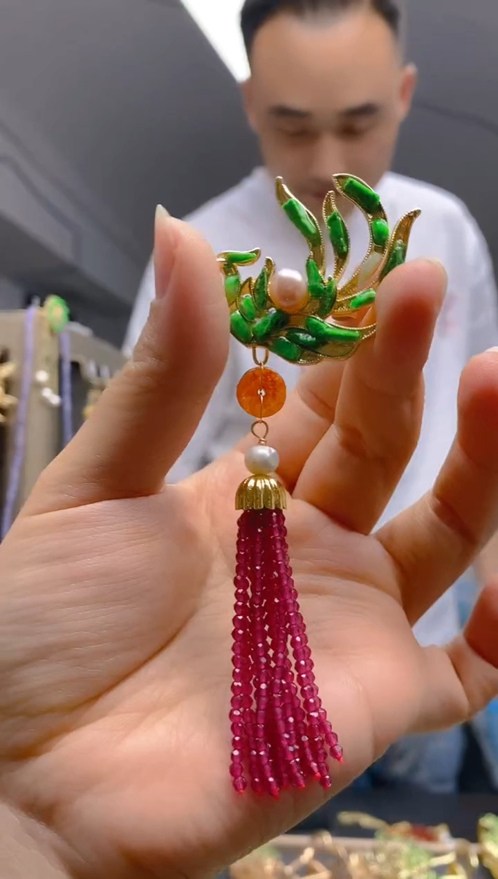 【闪购商品】翡翠耳饰合金0386翡翠胸针