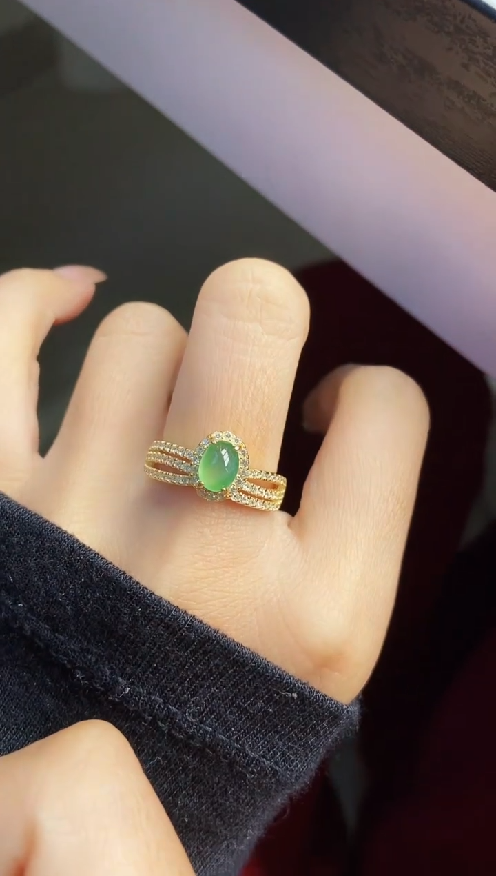 银S925镶嵌戒指翡翠12