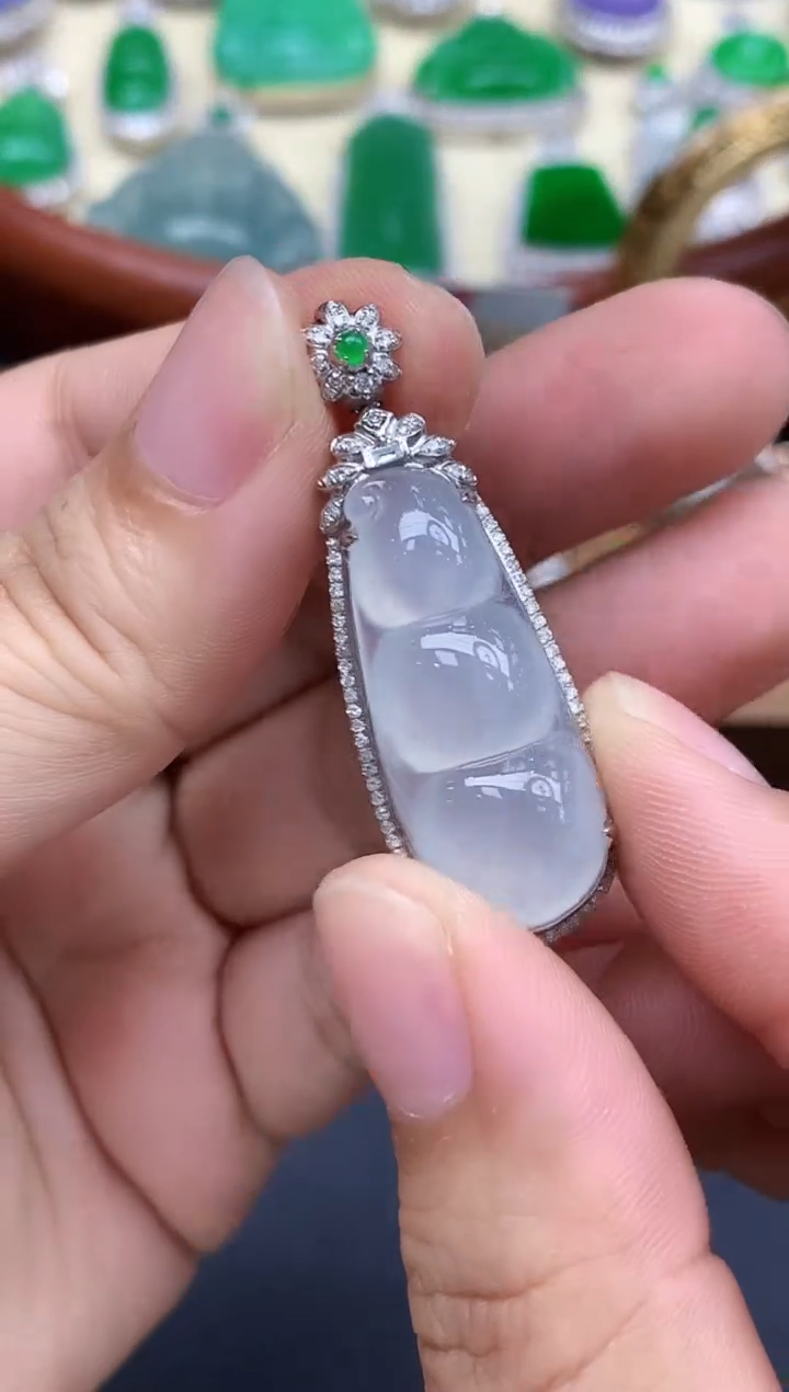 颈饰18K金镶嵌翡翠451-中国好珍宝