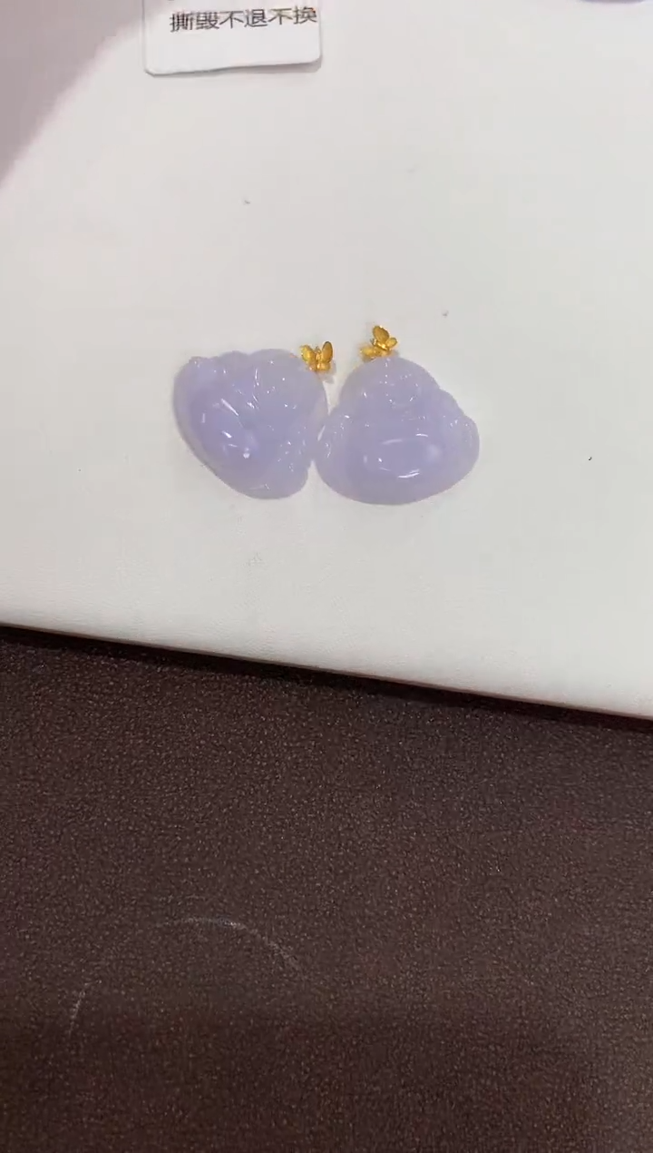 翡翠18K金镶嵌颈饰天然缅甸a货淡紫小佛(多样性发其一