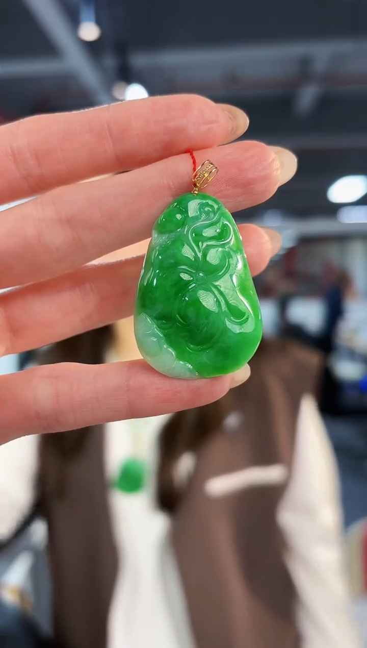 【闪购商品】翡翠颈饰18K金镶嵌缅料A货/支持复检/一件