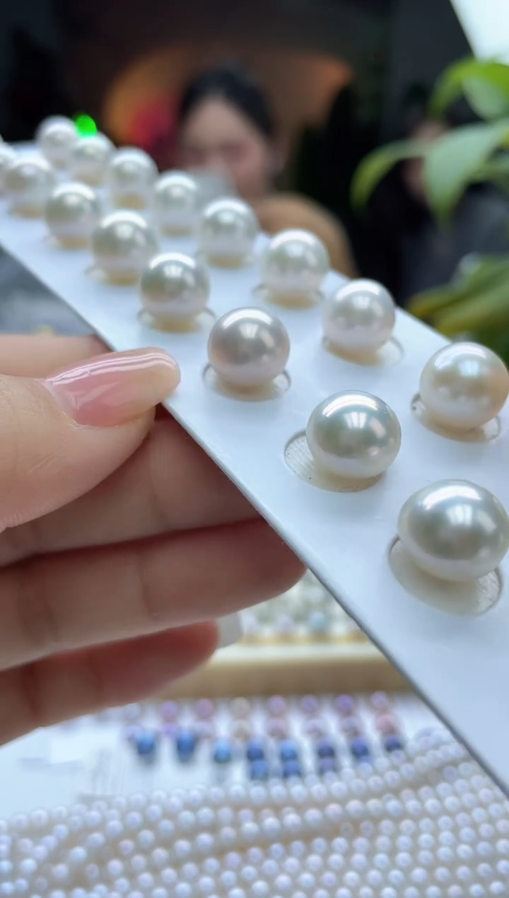 未镶嵌耳饰淡水珍珠白色系11mm素钉(多样性发一）