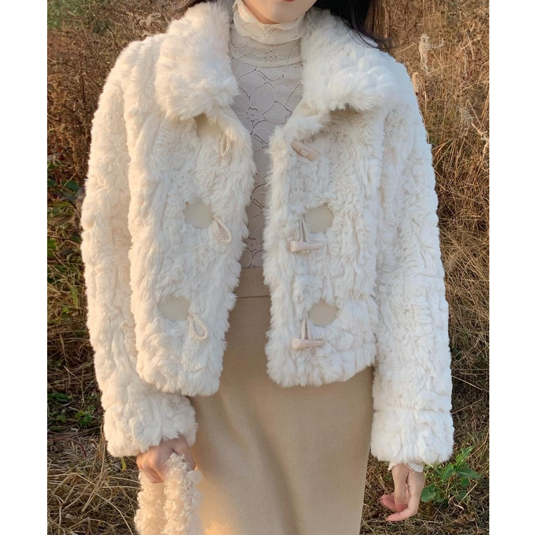 【当天发+运费险】仿羊羔毛牛角扣秋冬宽松仿兔毛茸茸YY8301
