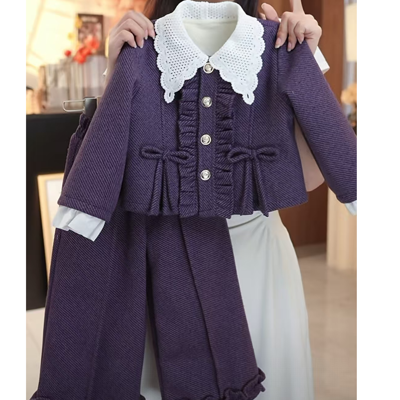 T3【悦禾】冬装女童小香风儿童洋气童装秋冬气质长裤套装6719