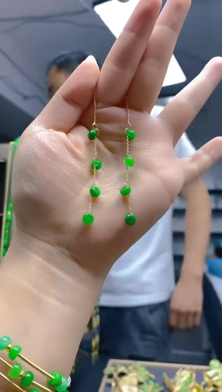 翡翠合金耳饰058翡翠耳线