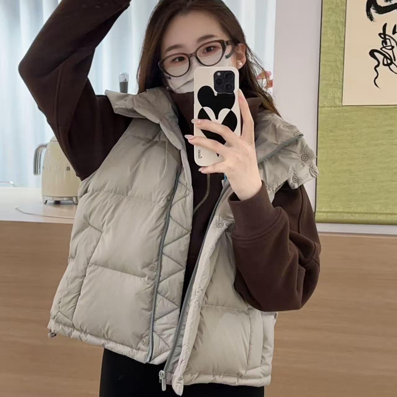 【鑫弟专属】四格马甲连帽羽绒服外套