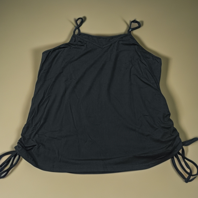 3818黑色侧面抽绳外贸背心