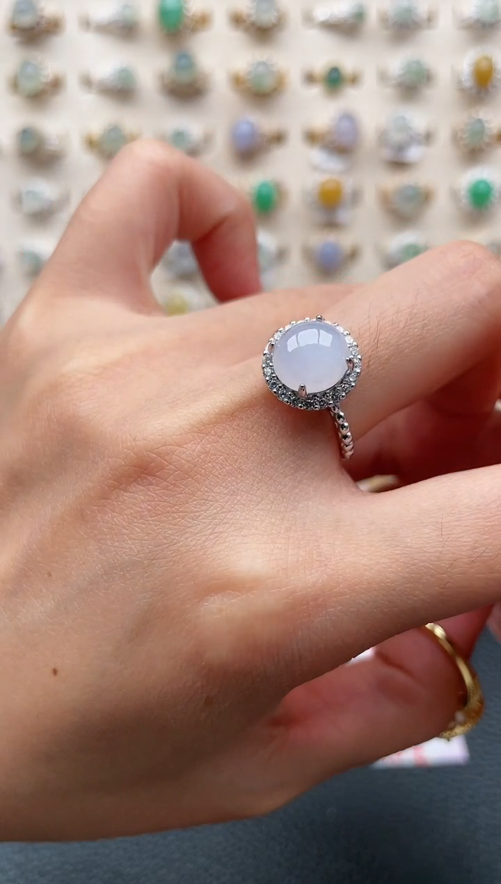 翡翠银S925镶嵌戒指11111