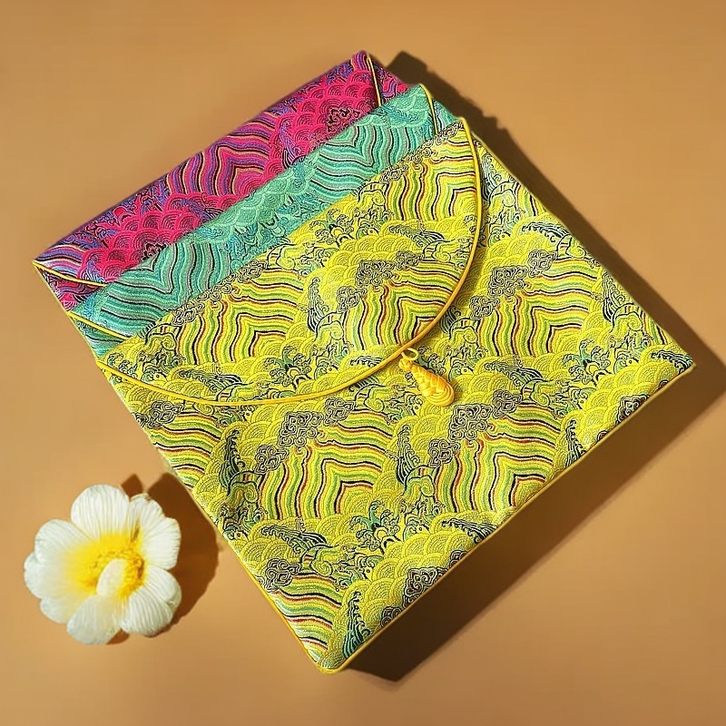 海浪加厚经书袋宫廷国风刺绣织锦日式海浪抄袋书袋24*34cm