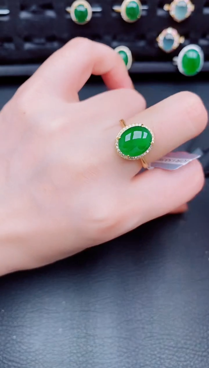 【闪购商品】翡翠戒指银S925镶嵌天然a货翡翠403