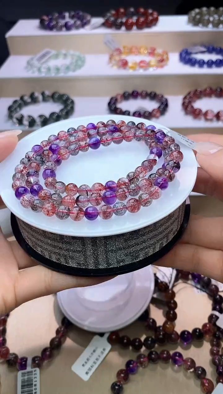 【闪购商品】水晶手链未镶嵌黑加仑超七多圈6m+