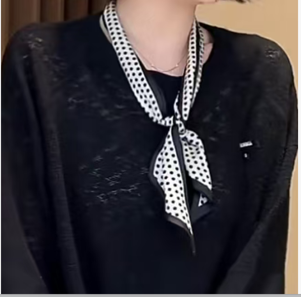 欧尼私服 2025新款高级感腰果波点长条百搭丝巾2508C4964
