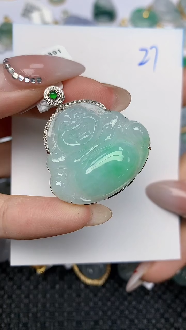 【闪购商品】翡翠颈饰18K金镶嵌天然翡翠A货