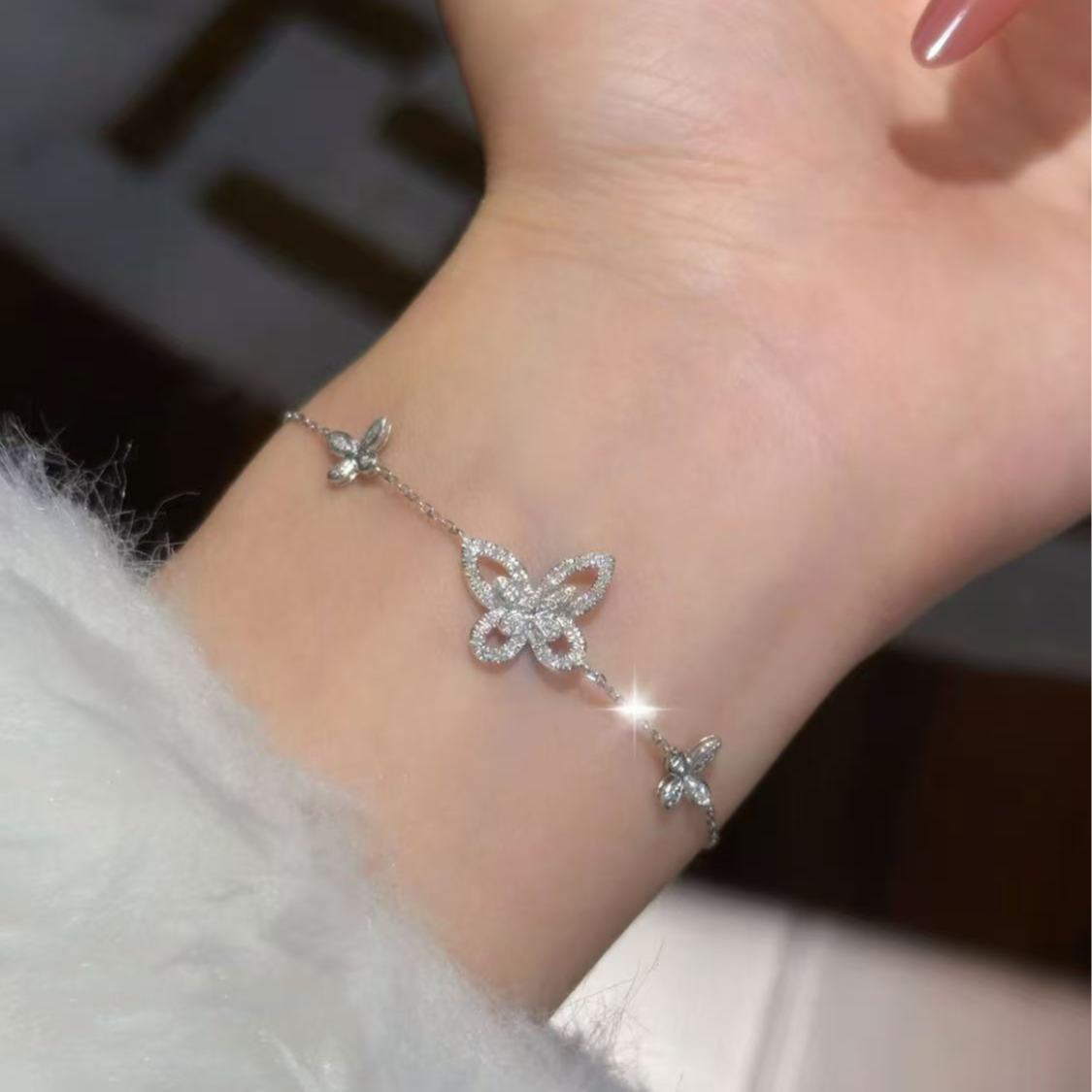 【梵璇珠宝】0422 18k金 蝴蝶手链圆扣 ZSSL