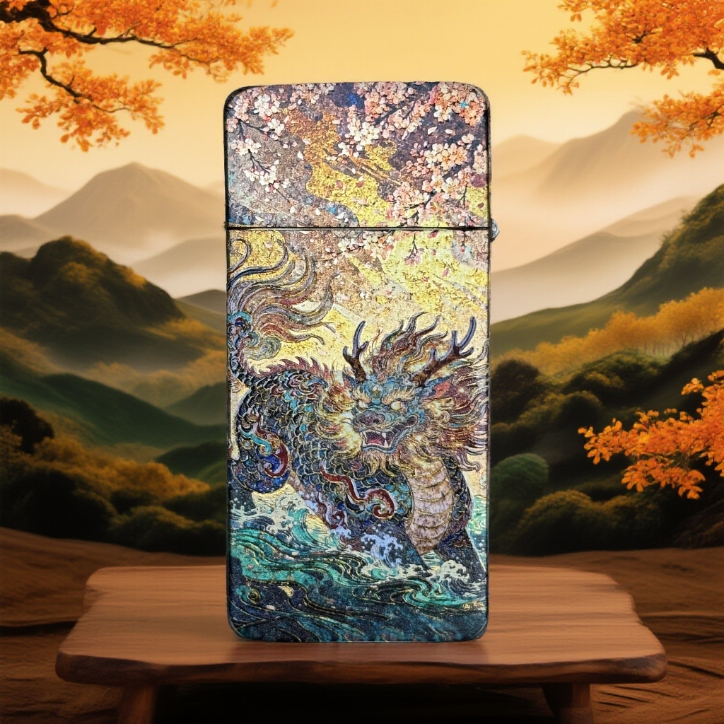 埃菲尔E03-原铜祥瑞麒麟浮雕防风打火机 621(不带油)