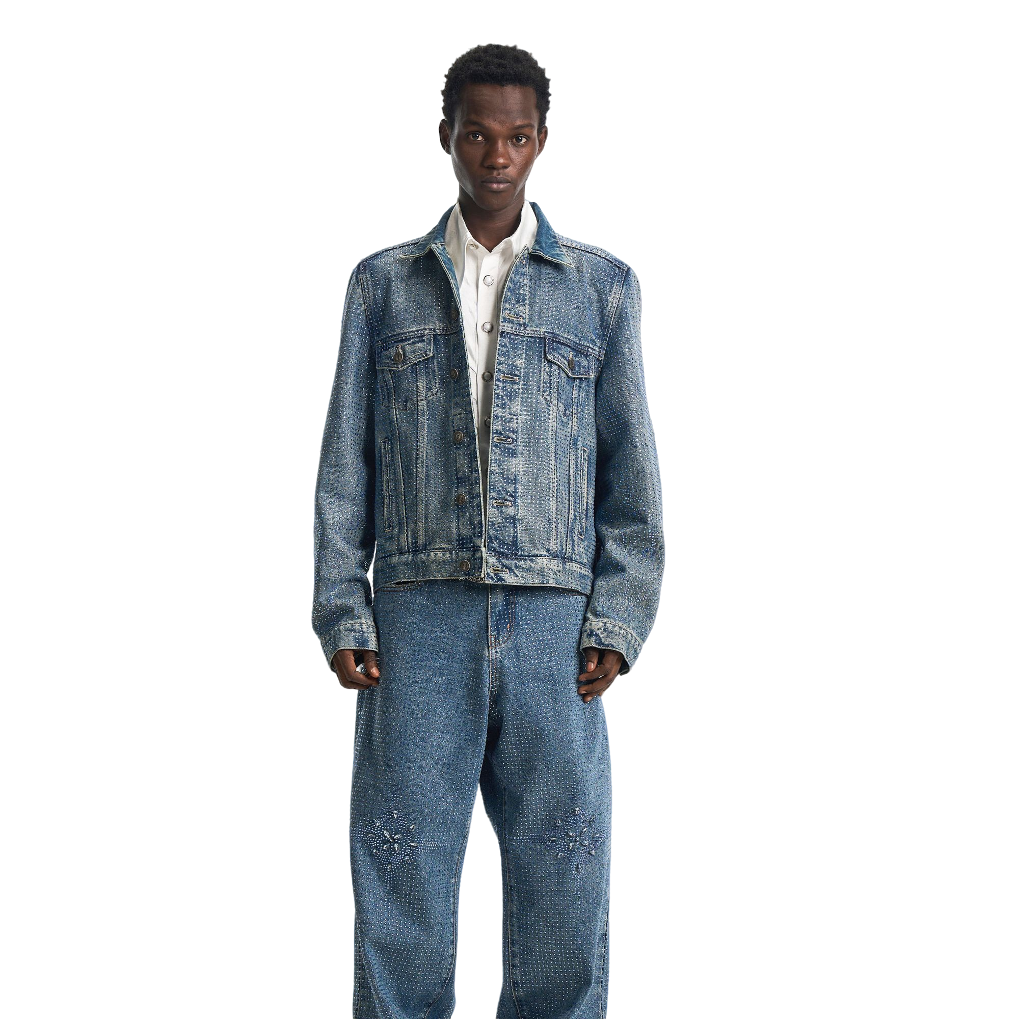 【DoubleCheck】Birth Of Royal Child 藤蔓满钻牛仔夹克修身外套