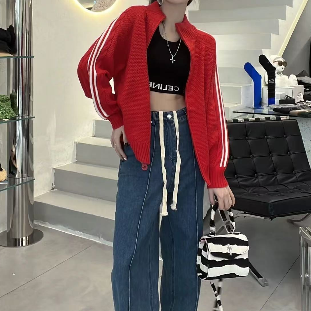 99新 GUCCI/古驰 Adidas古驰联名红色针织运动外套 半裤 XS码