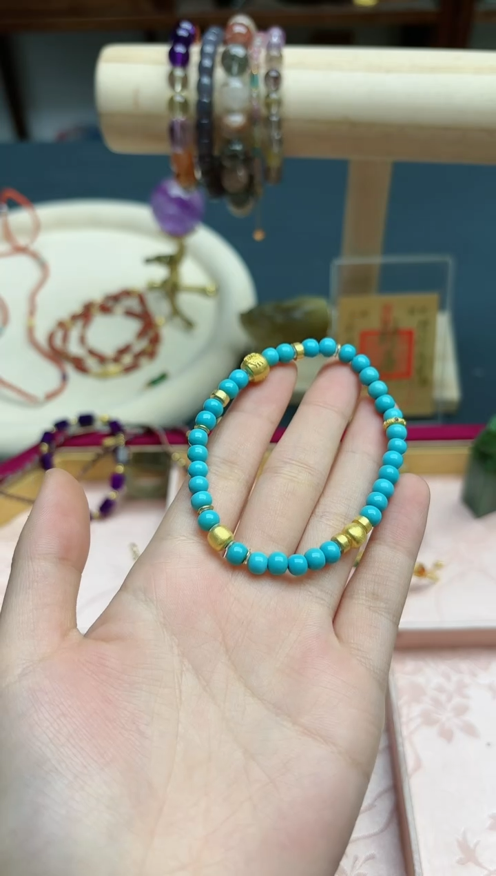 【闪购商品】绿松石手串18K金镶嵌18k金松石手串*1 LG