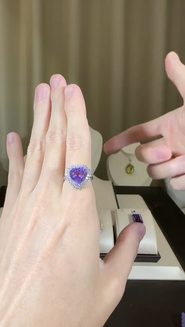 【闪购商品】紫晶戒指银S925镶嵌10mm