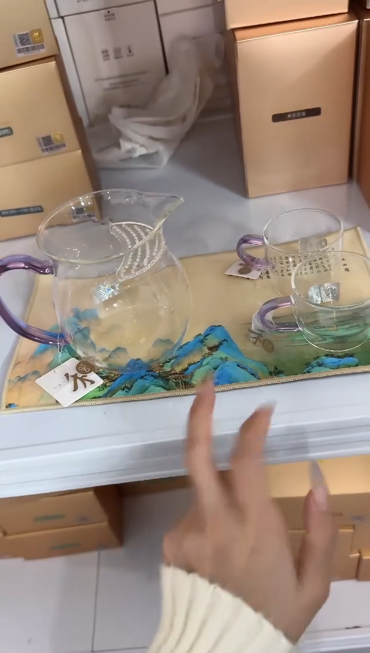 【闪购商品】@@禾器观禄浅紫色+清尚杯紫色两只+茶巾