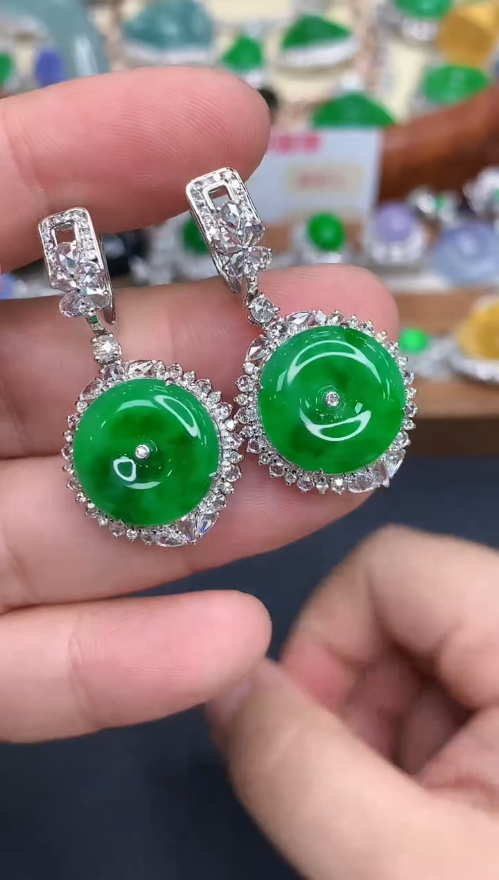 18K金镶嵌翡翠耳饰720-中国好珍宝