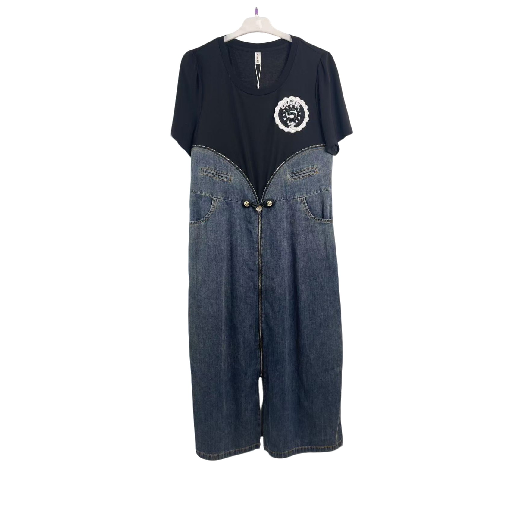 【H92拼色牛仔裙】时尚百搭休闲款2025夏季新款中长款女士洋气裙