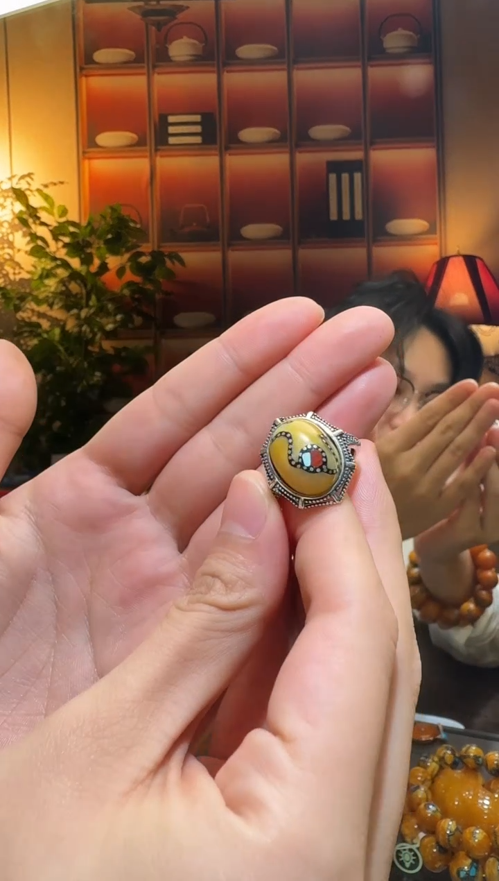 蜜蜡颈饰银S925镶嵌5473天然蜜蜡珠宝奇石