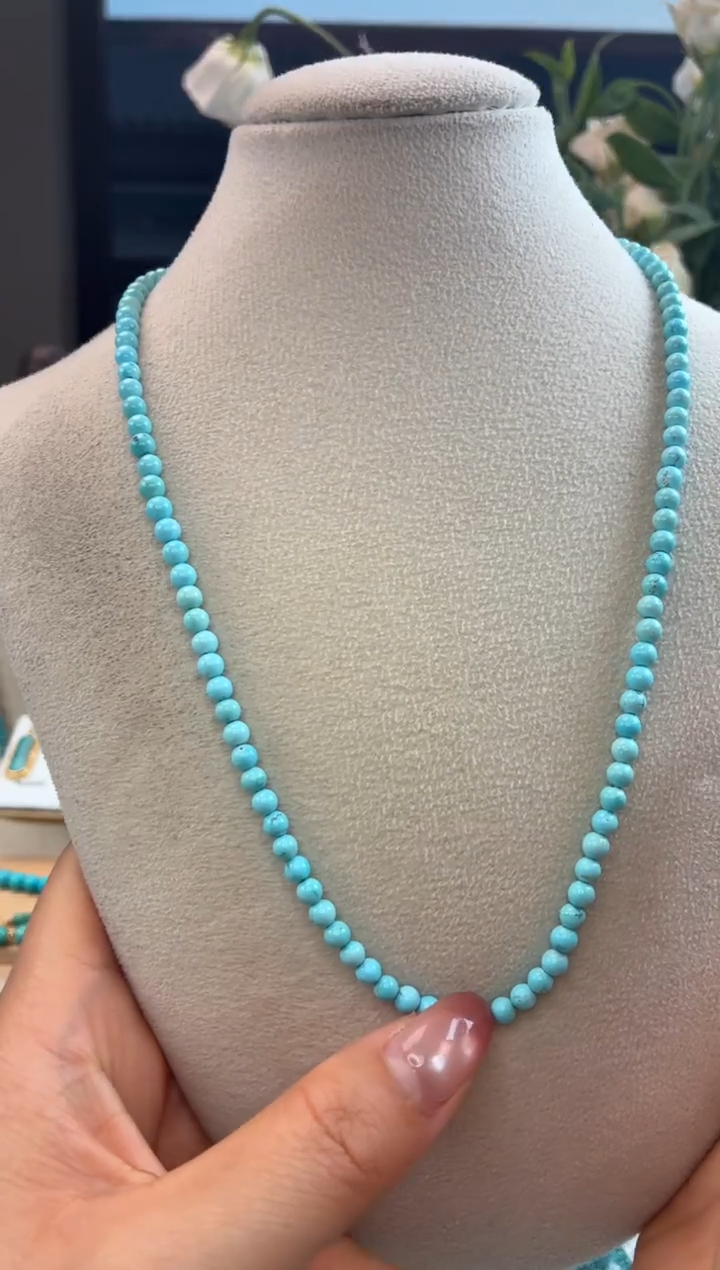 18K金镶嵌绿松石项链1