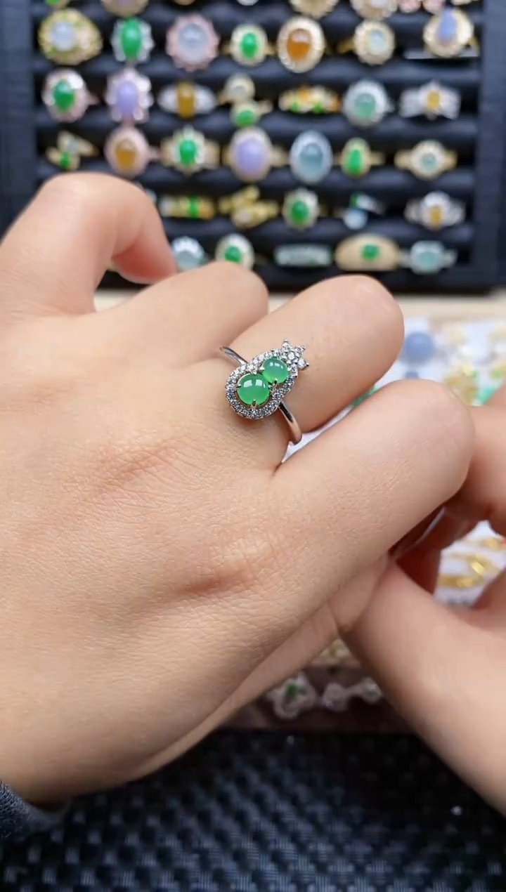 银S925镶嵌戒指翡翠254