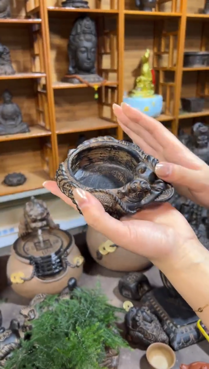 陶土【合成青石】金蟾盆