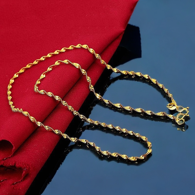  【诗小小】简约大气百搭合金水波纹项链（ZL7474）