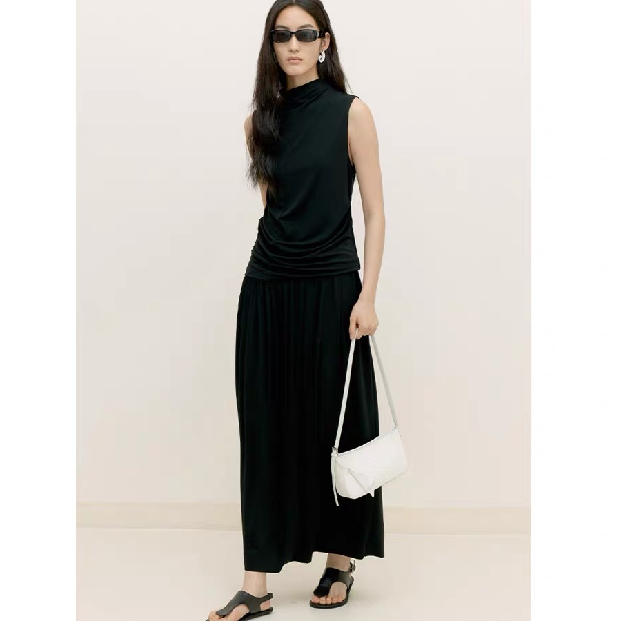 YOEYYOU设计师款不对称分割抽褶半身裙