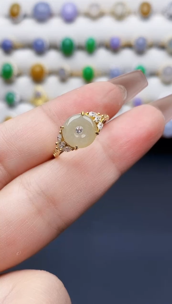 银S925镶嵌戒指翡翠0128