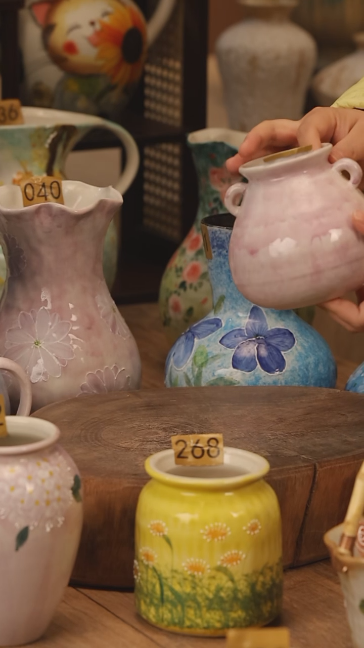 陶瓷景德镇设计师手作花器摆件侘寂风@M077@