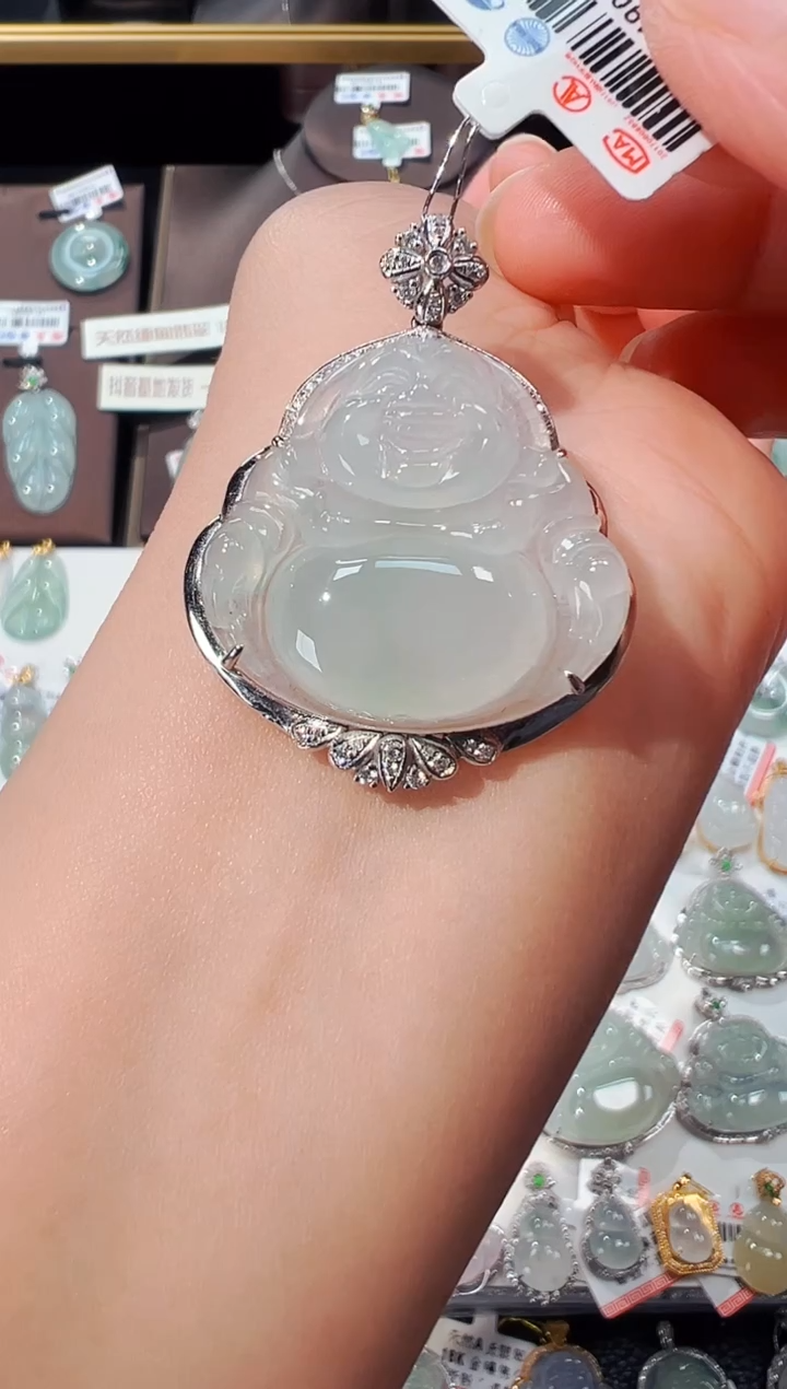 【闪购商品】翡翠吊坠(不含链)18K金镶嵌佛公吊坠73A
