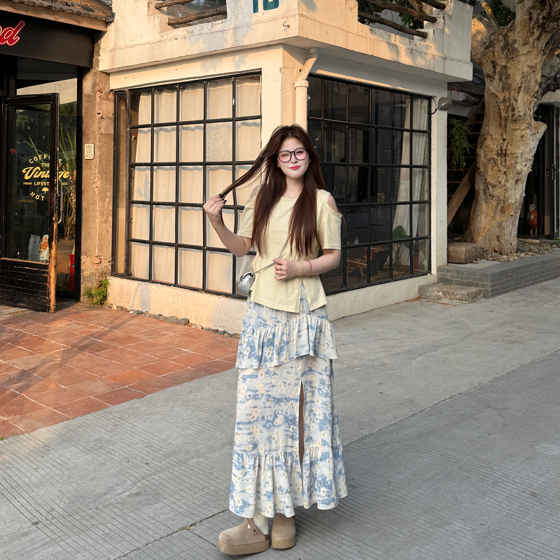 盈盈&南岛风大码女装小雏菊连衣裙夏季胖mm显瘦遮肉长裙ZYY1603