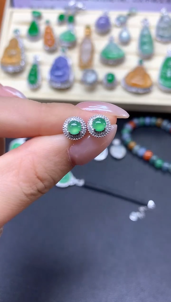 【闪购商品】翡翠耳饰18K金镶嵌耳饰|1900+190