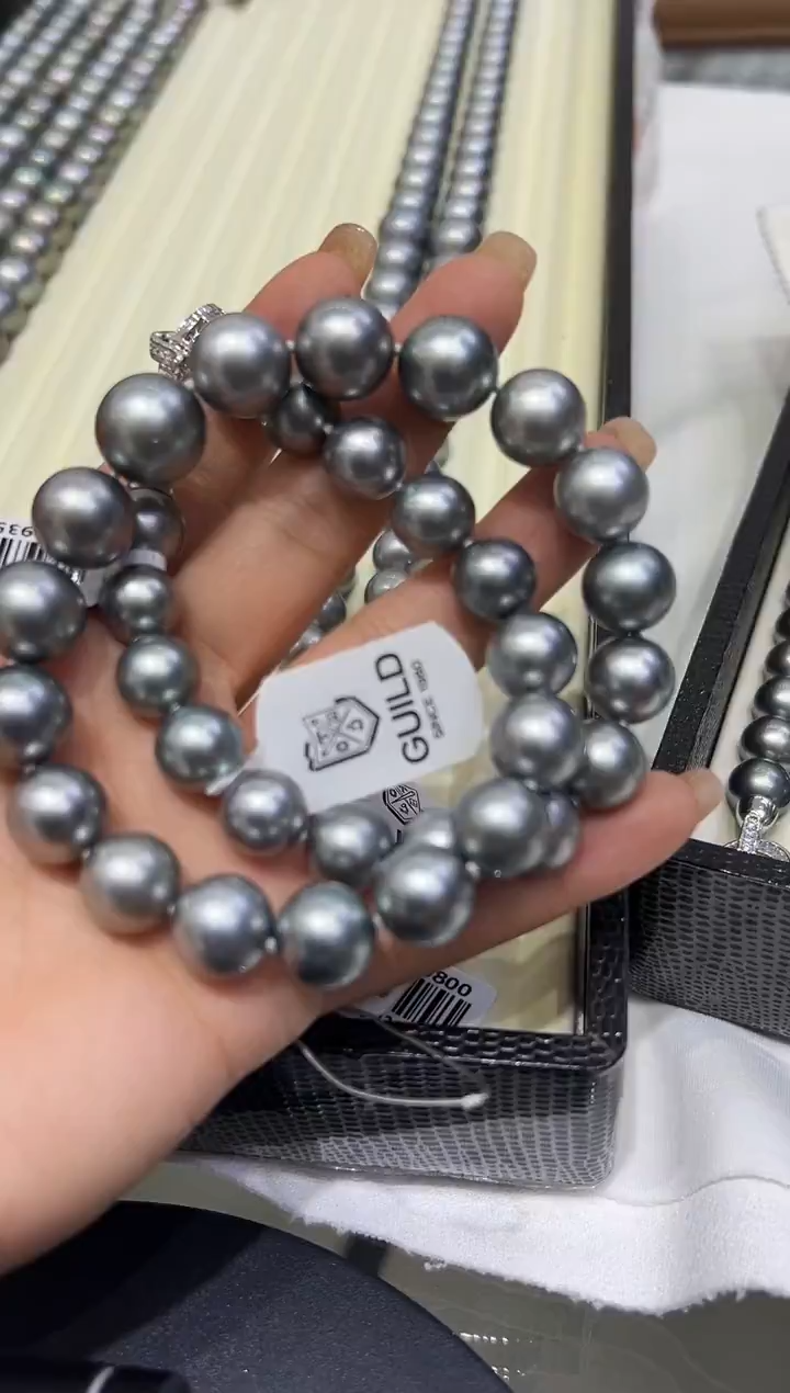未镶嵌项链海水珍珠铂金灰11-13意向金99总28000