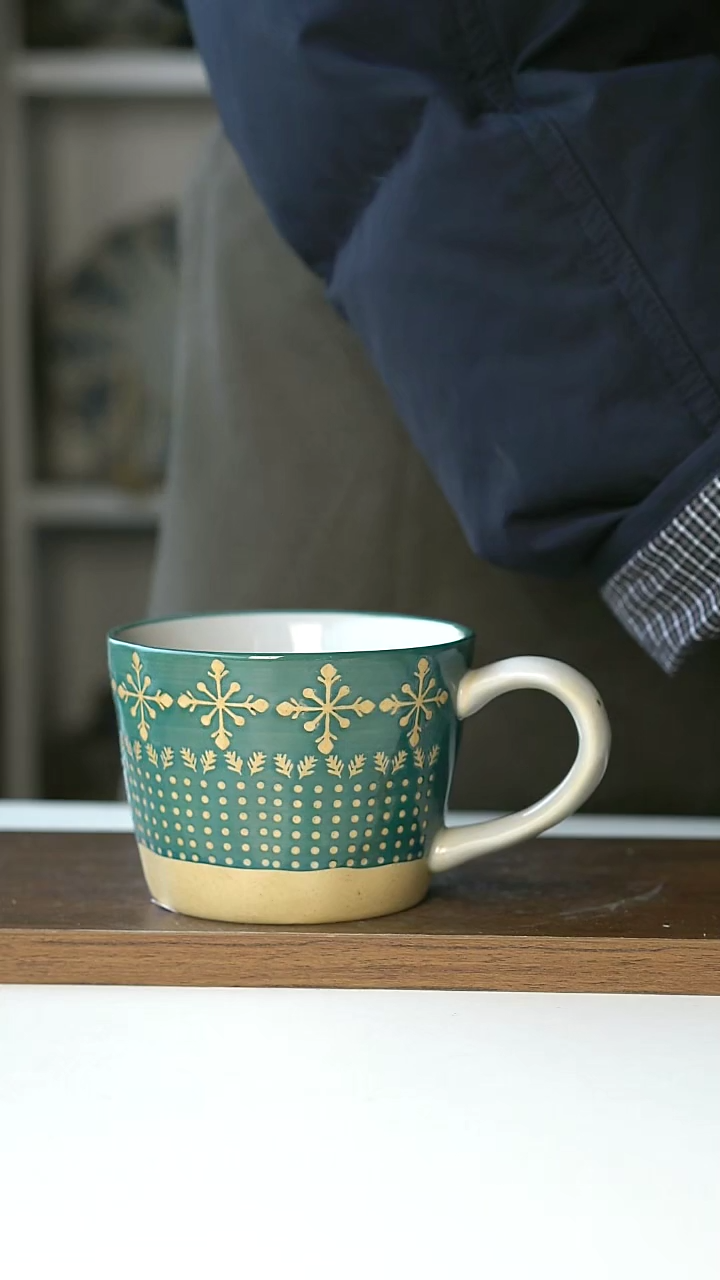 【闪购商品】陶瓷粗陶米字浮雕马克杯微瑕@4-2@