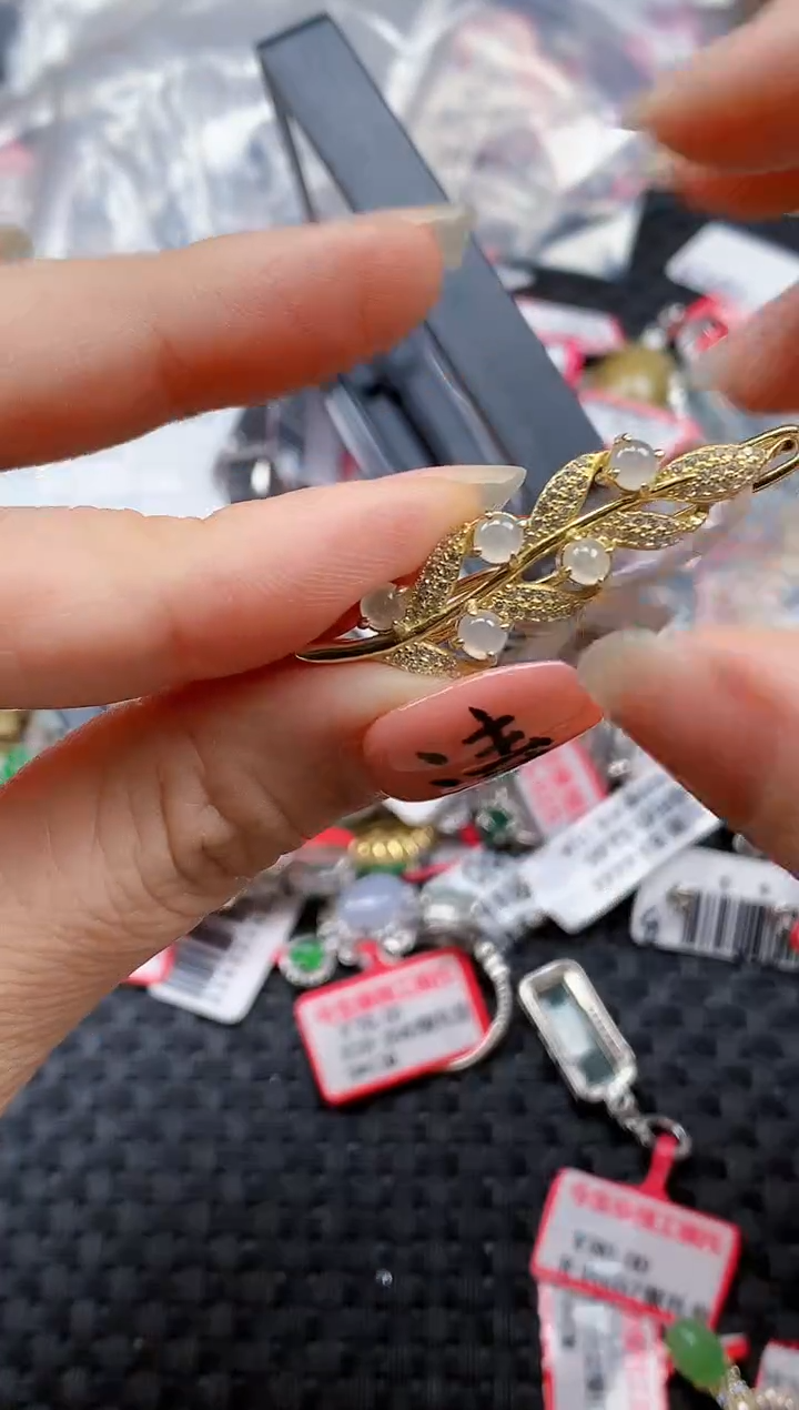 银S925镶嵌戒指翡翠天然A货缅甸翡翠