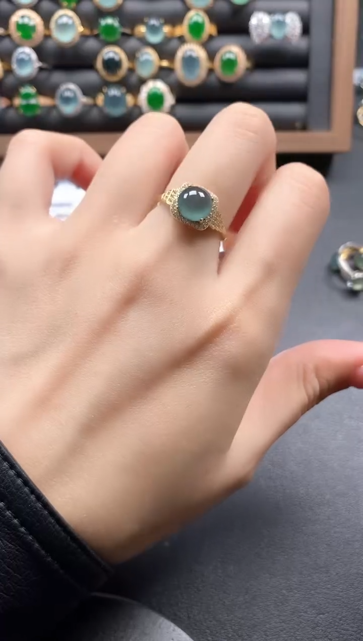 银S925镶嵌戒指翡翠5115-2