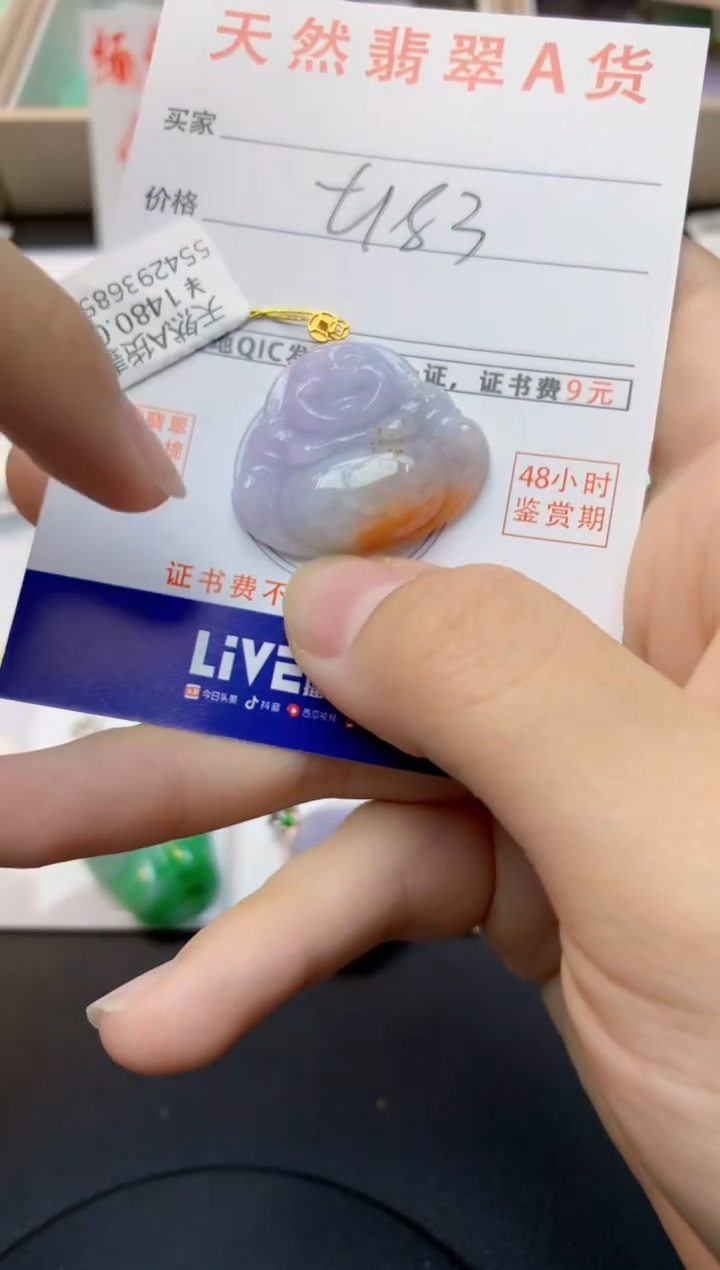 颈饰18K金镶嵌翡翠天然缅甸A货翡翠百元以上9元证书费自理