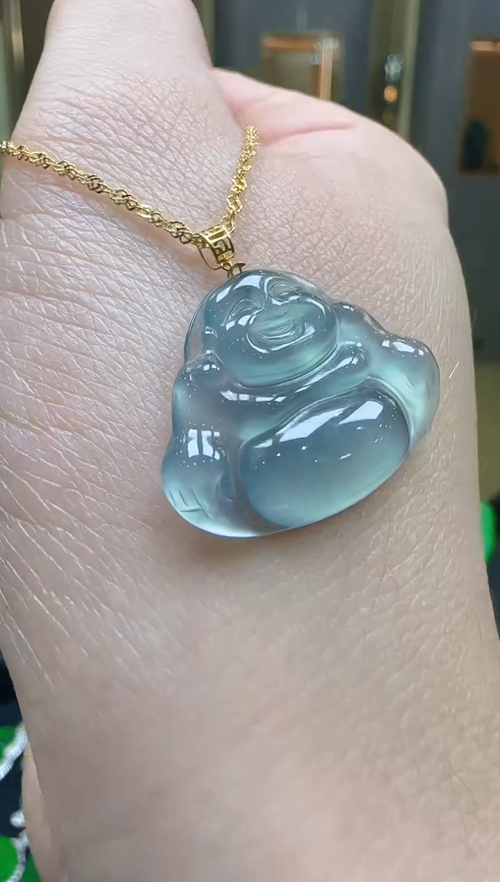 吊坠(不含链)18K金镶嵌翡翠天然A货翡翠多样性发一