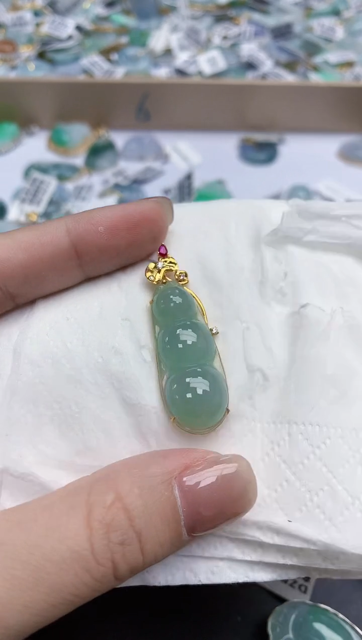 【闪购商品】翡翠颈饰18K金镶嵌天然缅甸翡翠A货