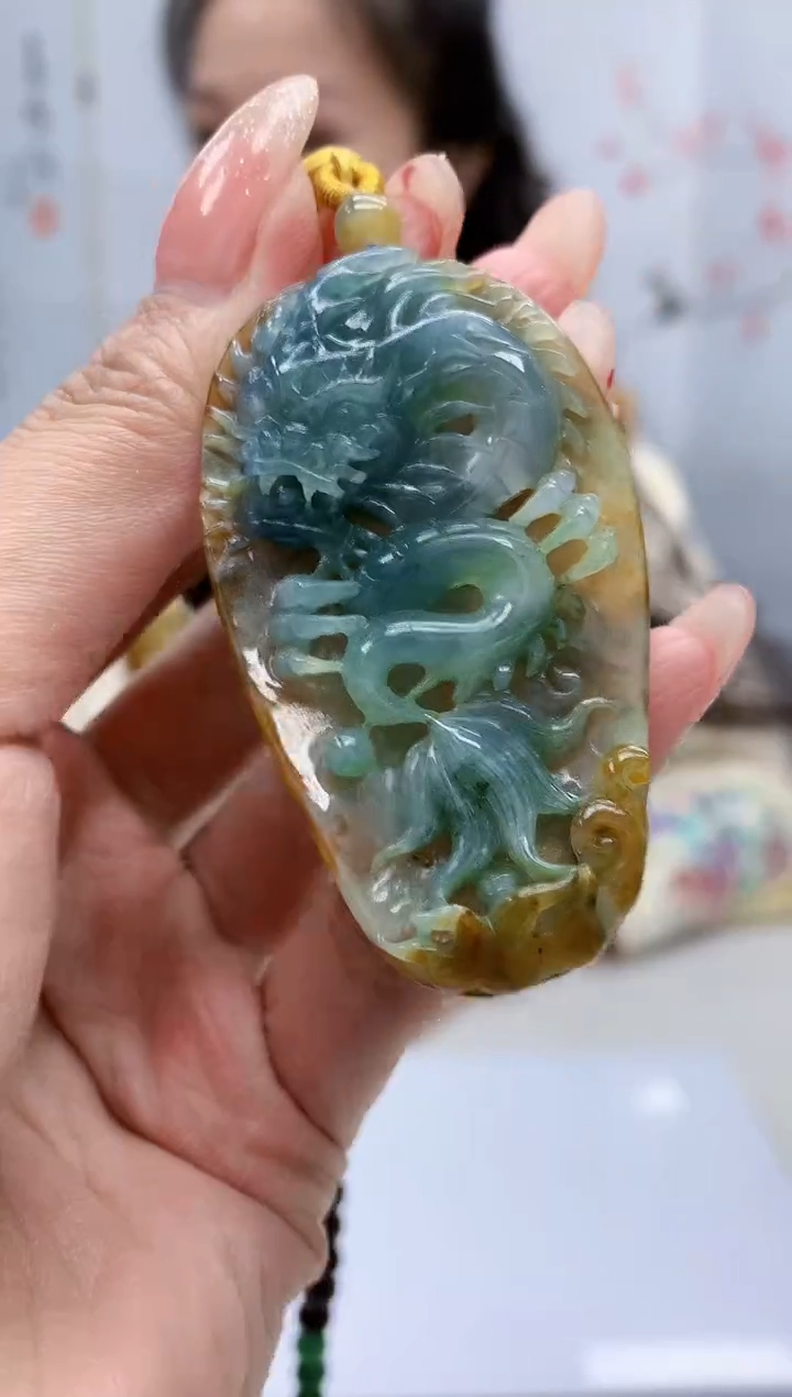 【闪购商品】定制翡翠未镶嵌4989mm-毛货挂件龙146